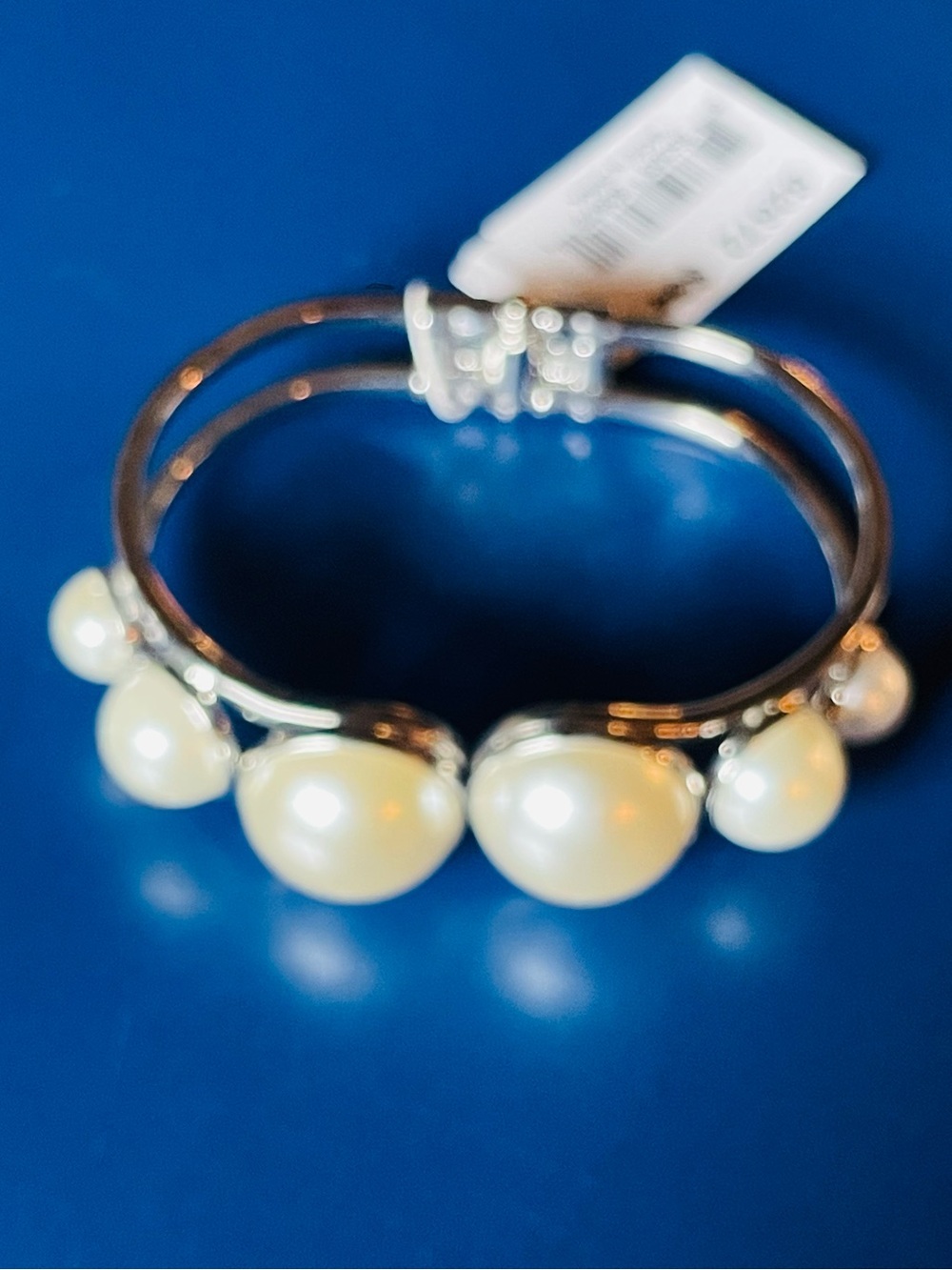 ViVI Pearl Accent Double-Band Bracelet - Cream Pearls & Silver Metal